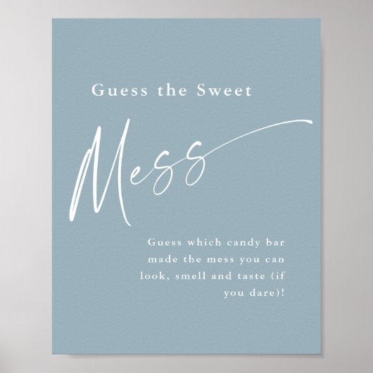 Moderne Blauwe Baby Shower met Lettertype Poster (Voorkant)