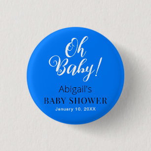 Moderne Blauwe Baby showers Button met aangepaste 