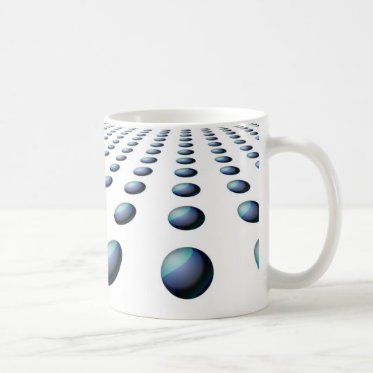 Moderne Blauwe Bal Patroon Ontwerp Koffiemok (Rechts)