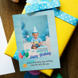 Moderne blauwe ballon kinderen Birthday Kaart