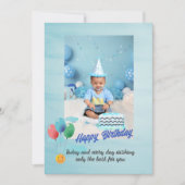 Moderne blauwe ballon kinderen Birthday Kaart (Voorkant)