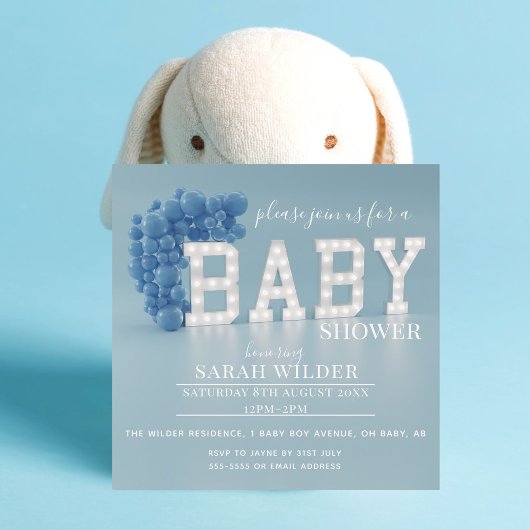 Moderne blauwe ballonArch Baby Boy Shower Kaart