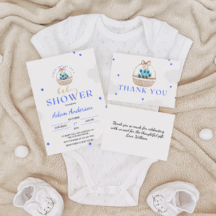 Moderne Blauwe Ballonnen Baby Boy Douche Uitnodigi Kaart