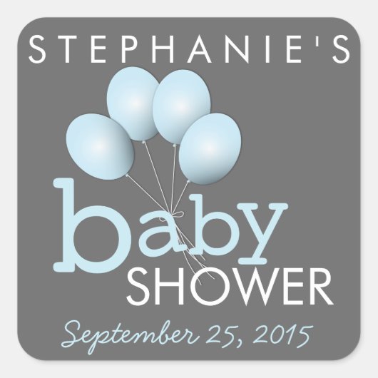 Moderne Blauwe Balloon Boy Baby shower Sticker (Voorkant)