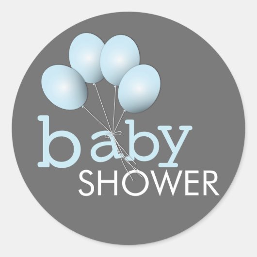 Moderne Blauwe Balloon Boy Baby shower Sticker (Voorkant)