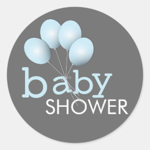 Moderne Blauwe Balloon Boy Baby shower Sticker