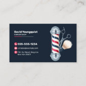 Moderne Blauwe Barbershop Kapper Stylist QR code Visitekaartje (Voorkant)