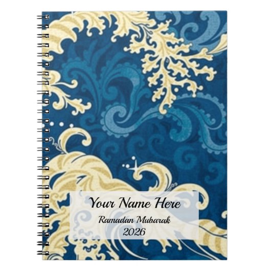 Moderne Blauwe Batik Megamendung Notitieboek (Voorkant)