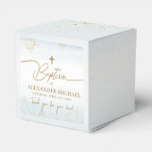 Moderne Blauwe Bedankt Jongen Gouden Kruis Doop Bedankdoosjes (Achterkant)