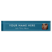 Moderne Blauwe Bedrijfsfoto Professional Executive Naambordje (Voorkant)