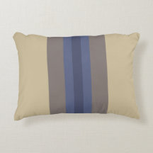 Moderne blauwe beige gestreepte accentkussen