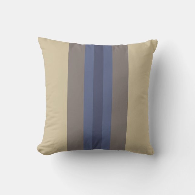 Moderne blauwe beige gestreepte sierkussen (Voorkant)