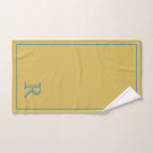 moderne Blauwe & Beige initiële Monogram Patroon Bad Handdoek (Handdoek)