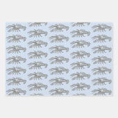 Moderne blauwe beige roze kreeft inpakpapier vel (Voorkant 2)