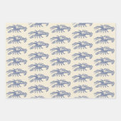 Moderne blauwe beige roze kreeft inpakpapier vel (Voorkant)