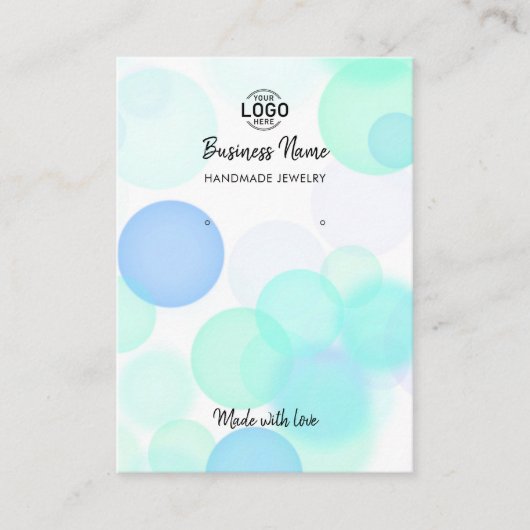 Moderne blauwe belletjes witte oorbellen Kaart Visitekaartje (Voorkant)