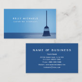 Moderne Blauwe Bezem Elegante Schoonmaakdiensten Visitekaartje (Voorkant / Achterkant)