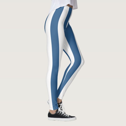 Moderne blauwe blauwgroen en witte strepen legging (Rechts)