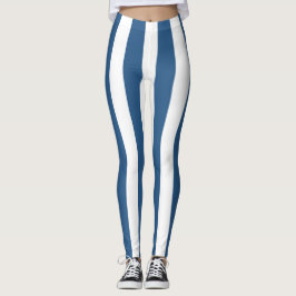 Moderne blauwe blauwgroen en witte strepen legging