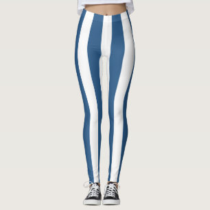 Moderne blauwe blauwgroen en witte strepen legging