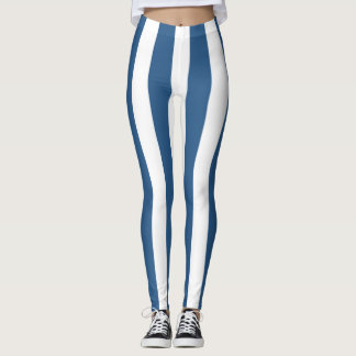 Moderne blauwe blauwgroen en witte strepen legging