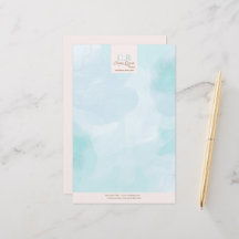 Moderne Blauwe Blauwgroen Waterverf