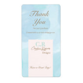 Moderne Blauwe Blauwgroen Waterverf dank u doos la Etiket (Voorkant)