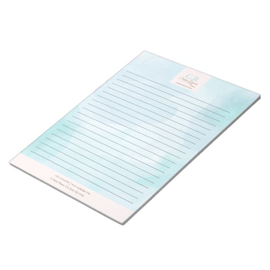 Moderne Blauwe Blauwgroen Waterverf Notitieblok (Schuin)