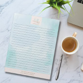 Moderne Blauwe Blauwgroen Waterverf Notitieblok