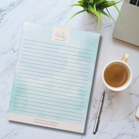 Moderne Blauwe Blauwgroen Waterverf Notitieblok