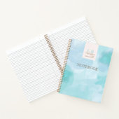 Moderne Blauwe Blauwgroen Waterverf Zaken Notitieboek (Binnen)