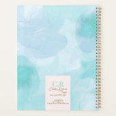 Moderne Blauwe Blauwgroen Waterverf Zaken Planner (Achterkant)