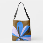 Moderne blauwe bloem abstracte boodschappentas crossbody tas (Achterkant)