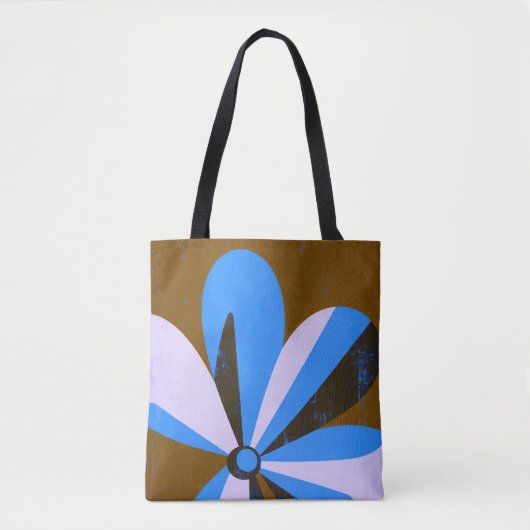Moderne Blauwe Bloem Abstracte Boodschappentas Tote Bag (Voorkant)