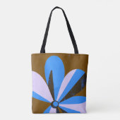 Moderne Blauwe Bloem Abstracte Boodschappentas Tote Bag (Achterkant)