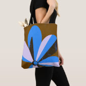 Moderne Blauwe Bloem Abstracte Boodschappentas Tote Bag (Dichtbij)