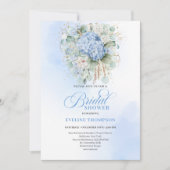 Moderne blauwe bloem bruiloft bruidsshower gouden kaart (Voorkant)