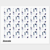 Moderne Blauwe Bloem Bruiloft Drink Token Vierkante Sticker (Vel)