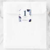 Moderne Blauwe Bloem Bruiloft Drink Token Vierkante Sticker (Tas)