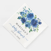 Moderne blauwe bloem jongens babyshower servet (Hoek)