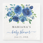 Moderne blauwe bloem jongens babyshower servet (Voorkant)