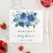 Moderne blauwe bloem jongens babyshower servet (Insitu)
