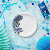 Moderne Blauwe Bloemen Bloemrijke Waterverf Bruilo Papieren Bordje (Feest)