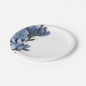 Moderne Blauwe Bloemen Bloemrijke Waterverf Bruilo Papieren Bordje (Gekanteld)