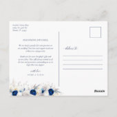 Moderne Blauwe Bloemen bruiloft Dank u Briefkaart (Achterkant)