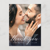 Moderne Blauwe Bloemen bruiloft Dank u Briefkaart (Voorkant)