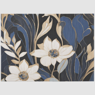Moderne Blauwe Bloemen Decoupage Tissuepapier