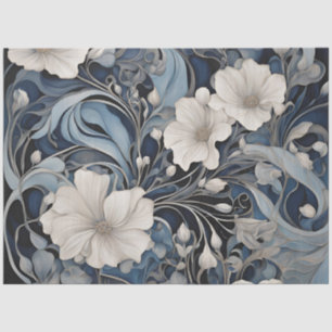 Moderne Blauwe Bloemen Decoupage Tissuepapier