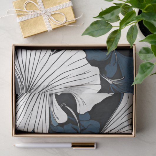 Moderne Blauwe Bloemen Decoupage Tissuepapier (Geschenk)