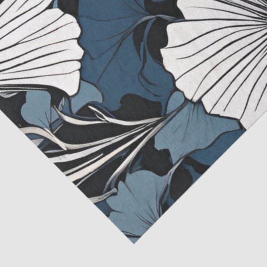 Moderne Blauwe Bloemen Decoupage Tissuepapier (Detail)